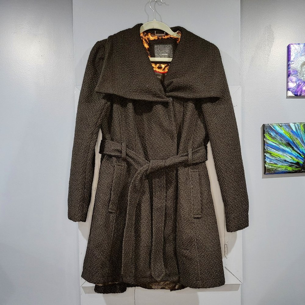 Steve Madden Skirted Stadium Belted Coat Size L